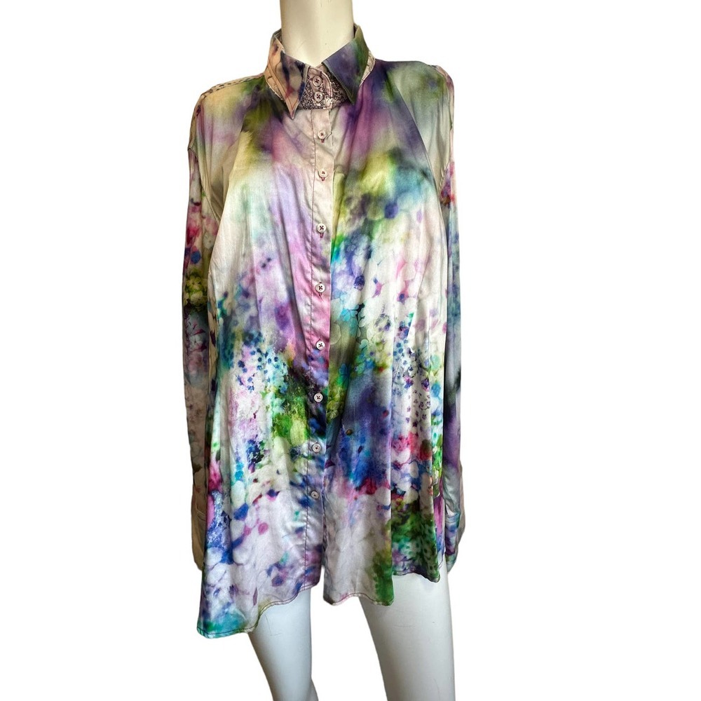 Georg Roth Katrina's Koi Pond Button Down Blouse sz 2X NWT